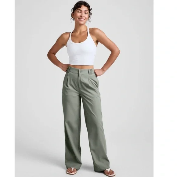 Beyond Yoga Women's Small Status Wide Leg Trouser Grey Sage Green NWT - Picture 2 of 8